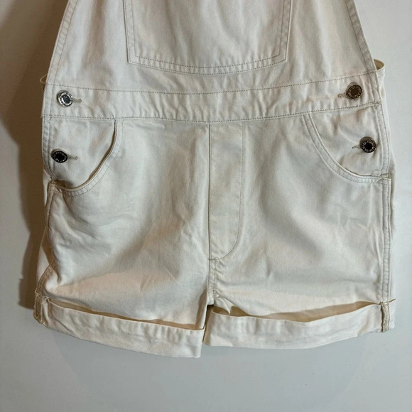 WE WORE WHAT Sz XS Oversized 100%  Cotton Adjustable Straps Short Overalls - Picture 3 of 11